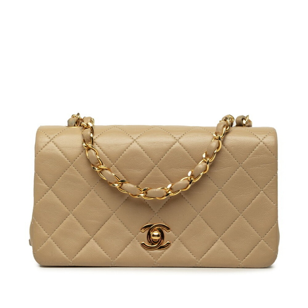 Chanel Coco Mark Matelassé Chain Shoulder Bag, Beige Lambskin, Women's CHANEL